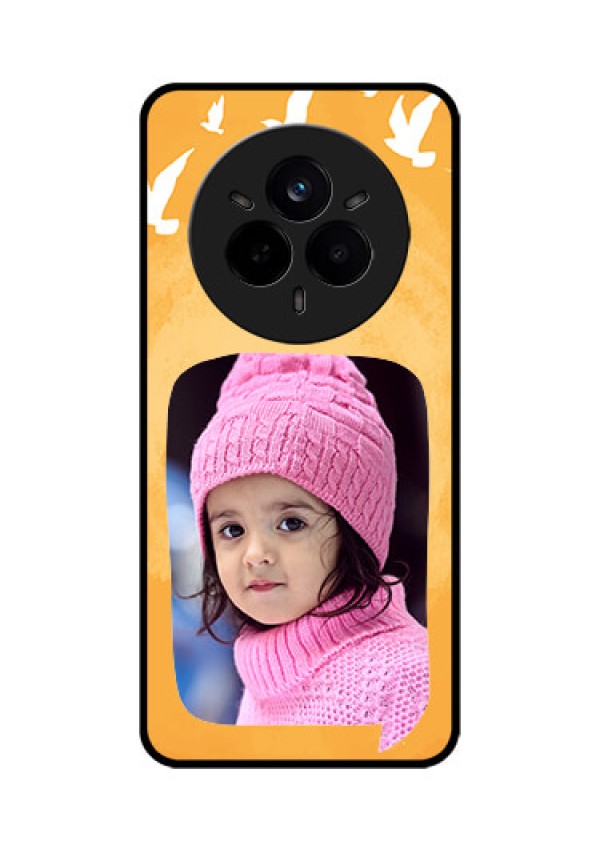 Realme 14 Pro 5G Custom Glass Phone CaseWater Color Design With Bird Icons
