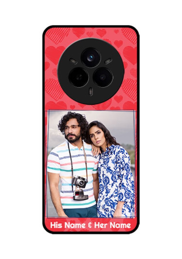 Realme 14 Pro 5G Custom Glass Phone CaseWith Red Heart Symbols Design
