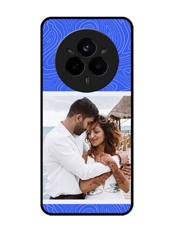 Custom Realme 14 Pro 5G Custom Glass Phone CaseCurved Line Art With Blue And White Design