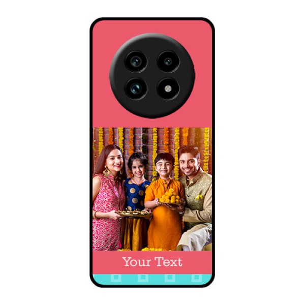 Realme 14 Pro Lite 5G Custom Glass Phone Case - Peach and Blue Color Design Realme 14 Pro Lite 5G Custom Glass Phone Case - Peach and Blue Color Design