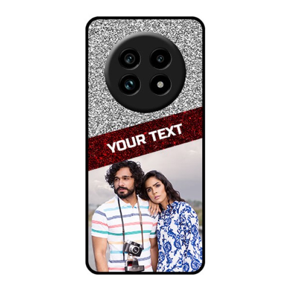 Realme 14 Pro Lite 5G Custom Glass Phone Case - Image Holder With Glitter Strip Design Realme 14 Pro Lite 5G Custom Glass Phone Case - Image Holder With Glitter Strip Design