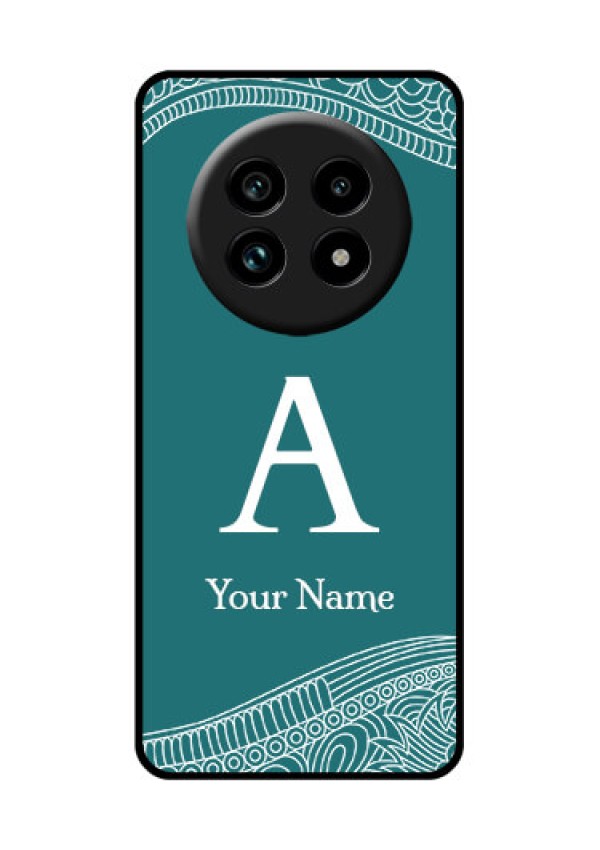 Realme 14 Pro Lite 5G Custom Glass Phone Case - Line Art Pattern With Custom Name Design