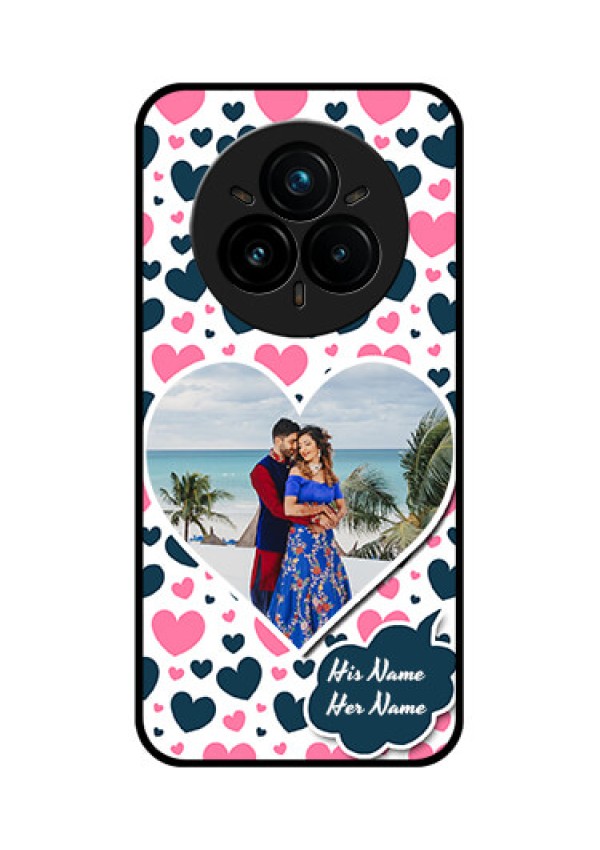 Realme 14 Pro Plus 5G Custom Glass Phone CasePink and Blue Heart Design