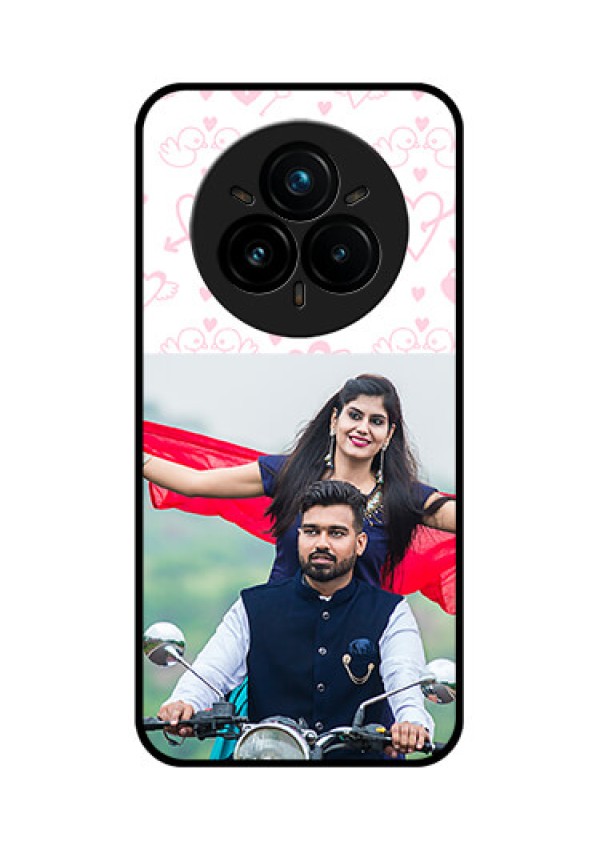 Realme 14 Pro Plus 5G Custom Glass Phone CasePink Flying Heart Design