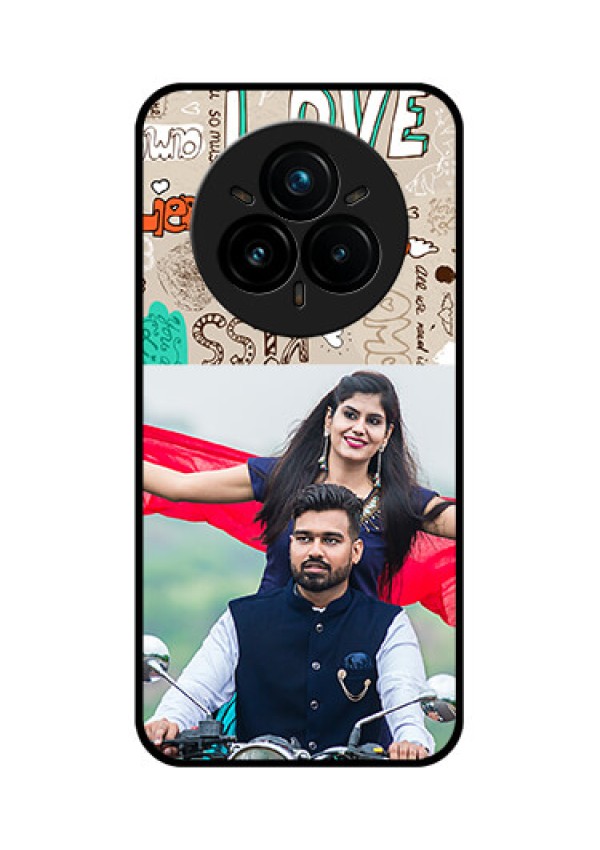 Realme 14 Pro Plus 5G Custom Glass Phone CaseLove Doodle Pattern