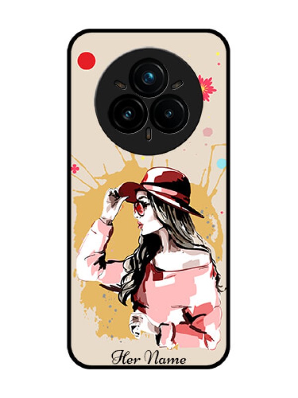 Custom Realme 14 Pro Plus 5G Custom Glass Phone CaseWomen With Pink Hat Design