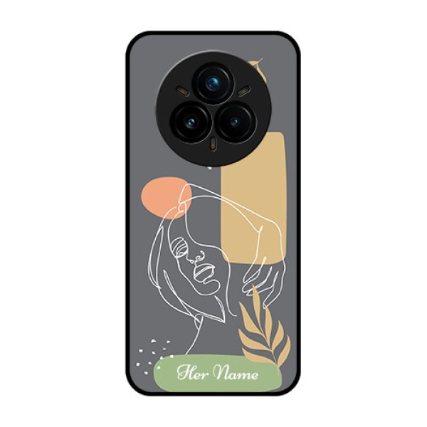 Realme 14 Pro Plus 5G Custom Glass Phone CaseGazing Woman Line Art Design Realme 14 Pro Plus 5G Custom Glass Phone CaseGazing Woman Line Art Design