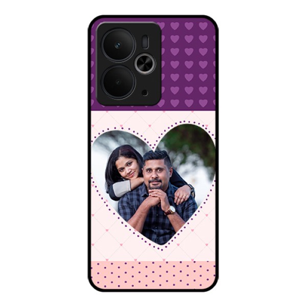 Realme 14T 5G Custom Glass Phone Case - Violet Love Dots Design