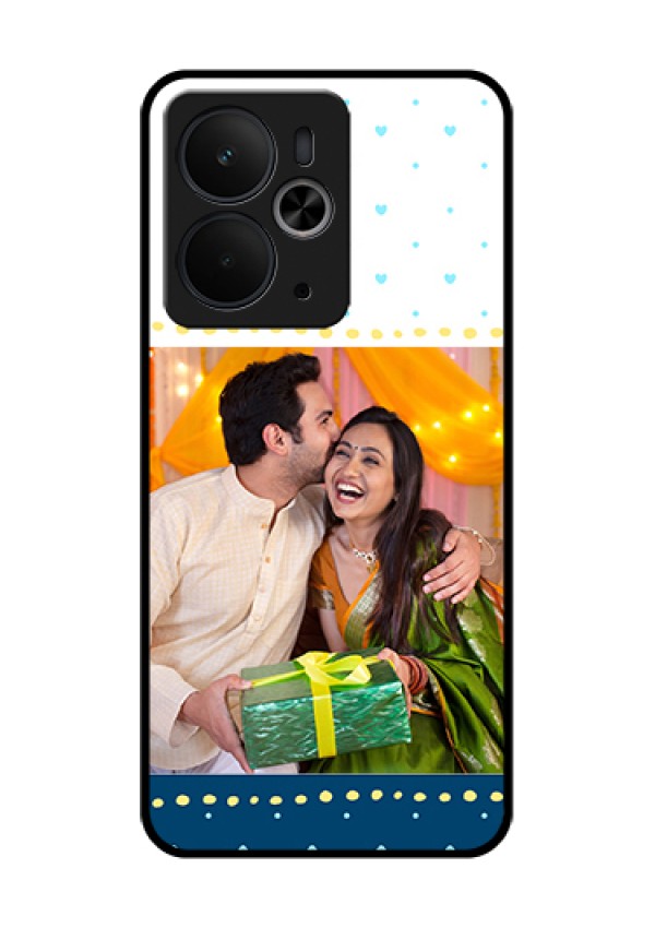 Realme 14T 5G Custom Glass Phone Case - White And Blue Abstract Design
