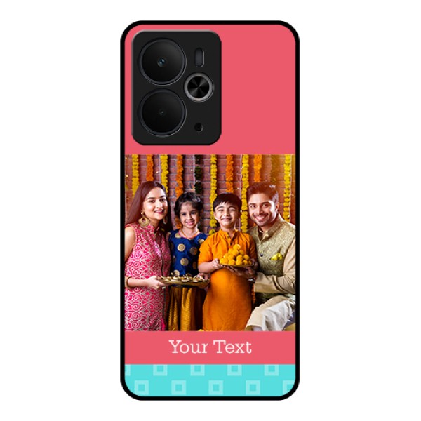 Realme 14T 5G Custom Glass Phone Case - Peach & Blue Color Design Realme 14T 5G Custom Glass Phone Case - Peach & Blue Color Design