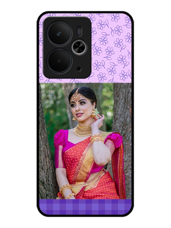 Custom Realme 14T 5G Custom Glass Phone Case - Purple Floral Design