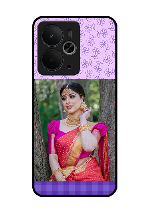 Realme 14T 5G Custom Glass Phone Case - Purple Floral Design