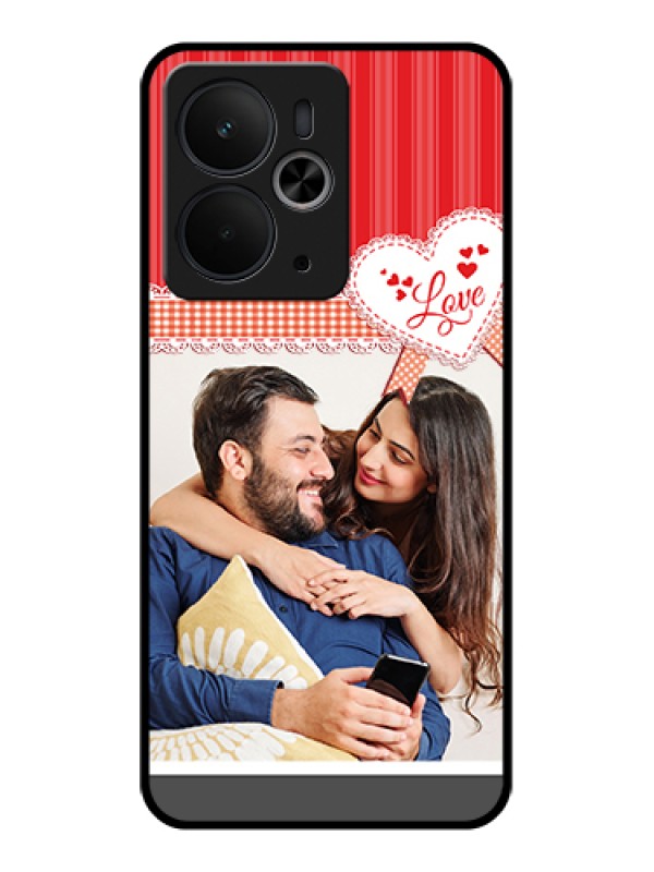 Custom Realme 14T 5G Custom Glass Phone Case - Red Love Pattern Design