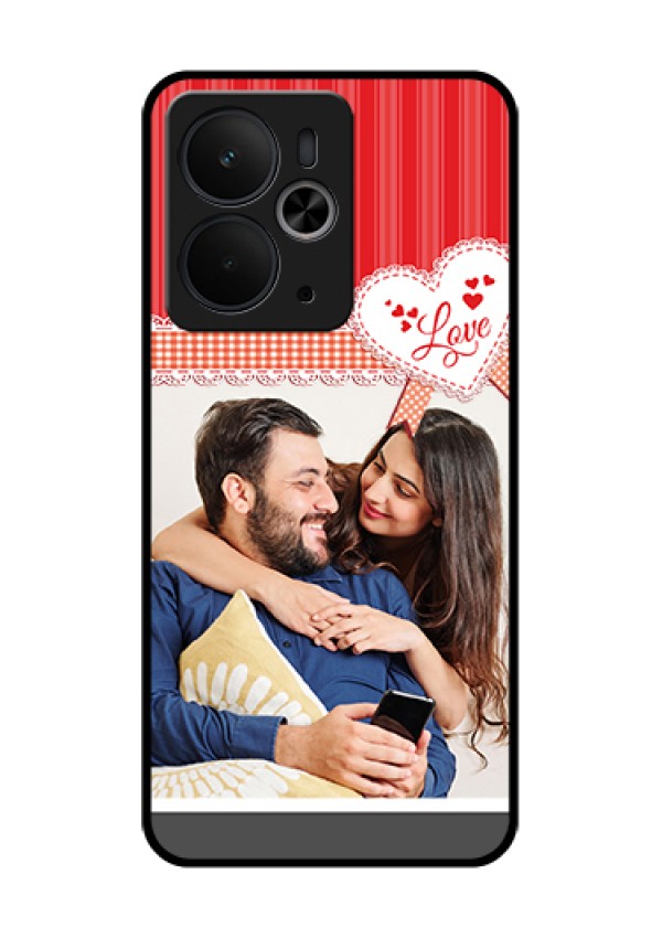 Realme 14T 5G Custom Glass Phone Case - Red Love Pattern Design