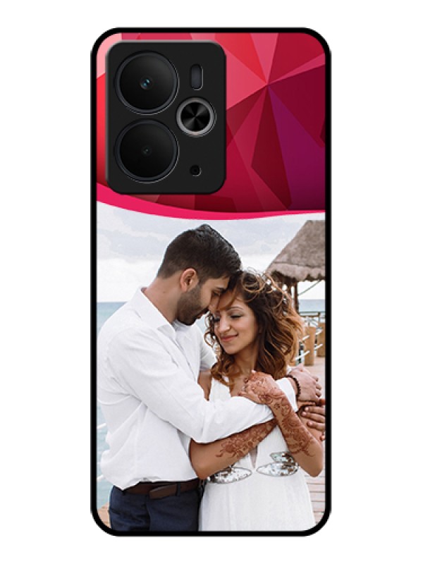 Custom Realme 14T 5G Custom Glass Phone Case - Red Abstract Design