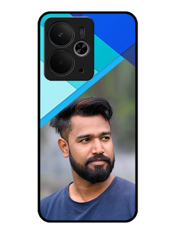 Custom Realme 14T 5G Custom Glass Phone Case - Blue Pattern Design