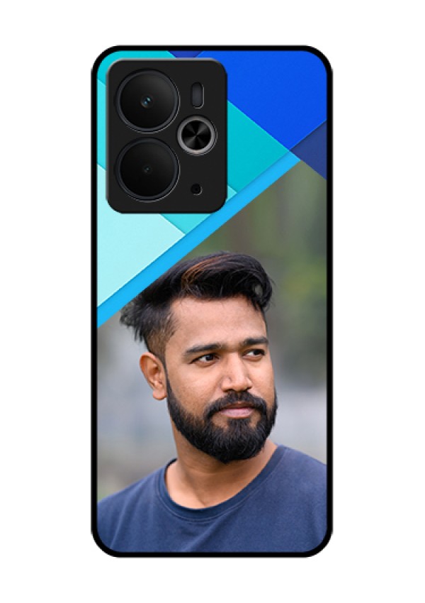 Realme 14T 5G Custom Glass Phone Case - Blue Pattern Design