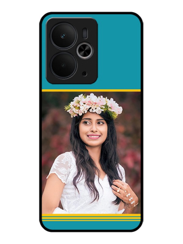 Custom Realme 14T 5G Custom Glass Phone Case - Yellow & Blue Design