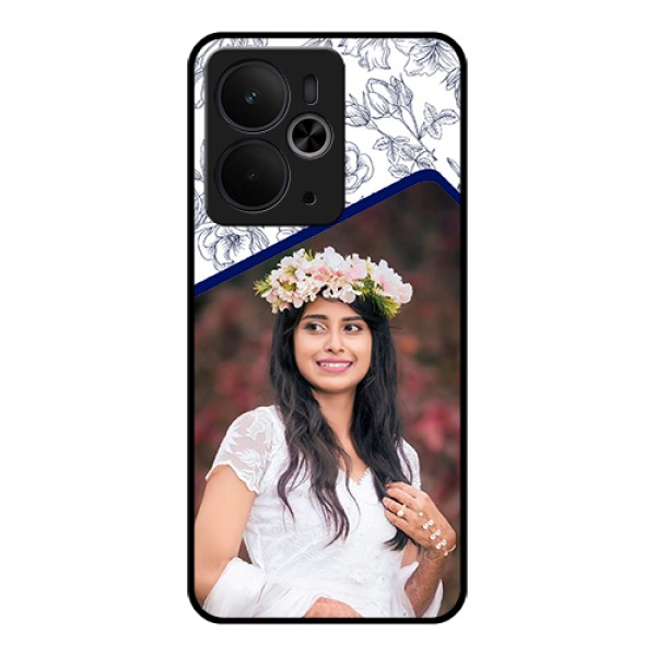Realme 14T 5G Custom Glass Phone Case - Classy Floral Design
