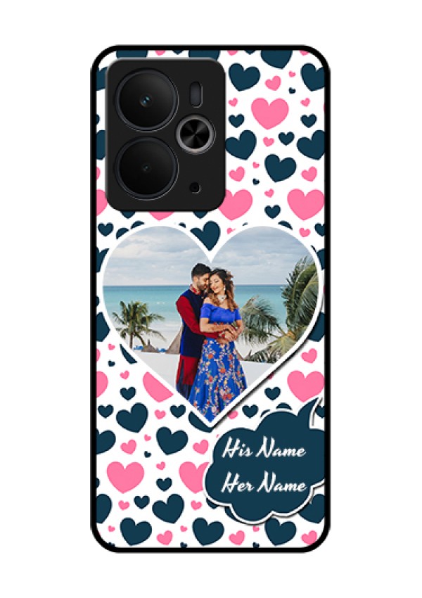 Realme 14T 5G Custom Glass Phone Case - Pink & Blue Heart Design