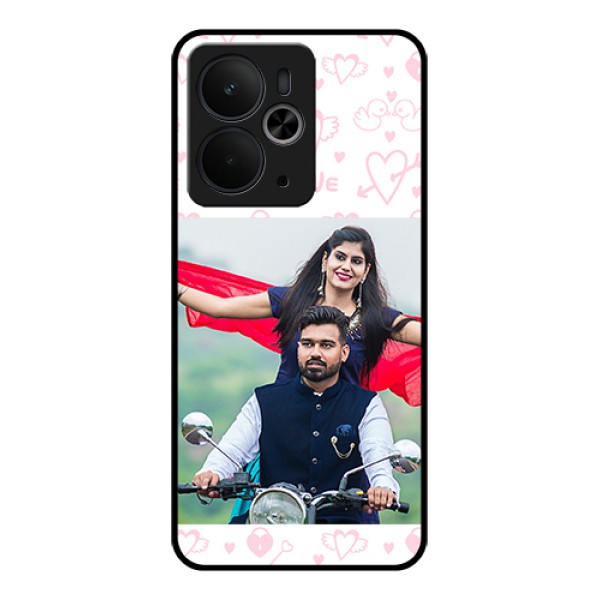 Realme 14T 5G Custom Glass Phone Case - Pink Flying Heart Design Realme 14T 5G Custom Glass Phone Case - Pink Flying Heart Design