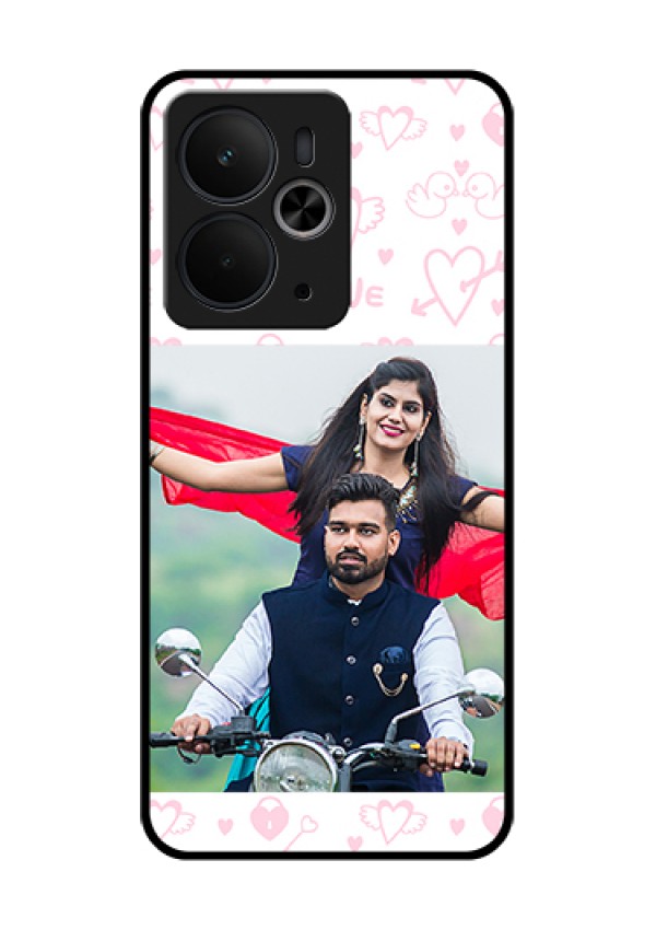 Realme 14T 5G Custom Glass Phone Case - Pink Flying Heart Design