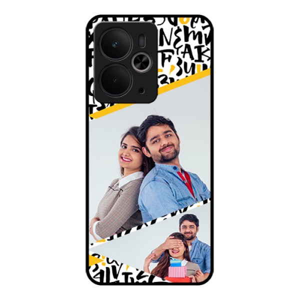 Realme 14T 5G Custom Glass Phone Case - Letters Pattern Design
