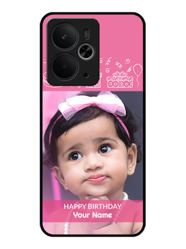 Custom Realme 14T 5G Custom Glass Phone Case - With Birthday Line Art Design