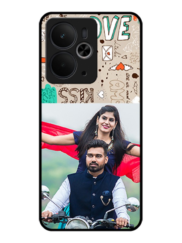 Custom Realme 14T 5G Custom Glass Phone Case - Love Doodle Pattern