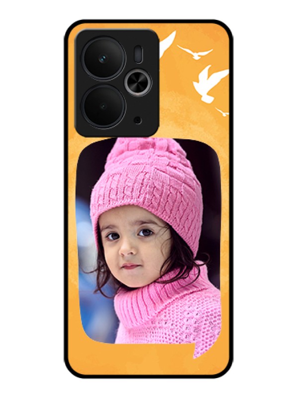 Custom Realme 14T 5G Custom Glass Phone Case - Water Color Design With Bird Icons