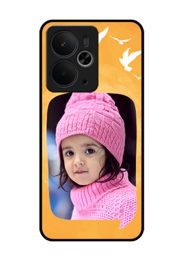 Realme 14T 5G Custom Glass Phone Case - Water Color Design With Bird Icons