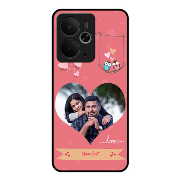 Realme 14T 5G Custom Glass Phone Case - Peach Color Love Design Realme 14T 5G Custom Glass Phone Case - Peach Color Love Design