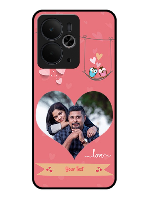 Custom Realme 14T 5G Custom Glass Phone Case - Peach Color Love Design