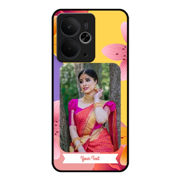 Realme 14T 5G Custom Glass Phone Case - 3 Image With Vintage Floral Design Realme 14T 5G Custom Glass Phone Case - 3 Image With Vintage Floral Design