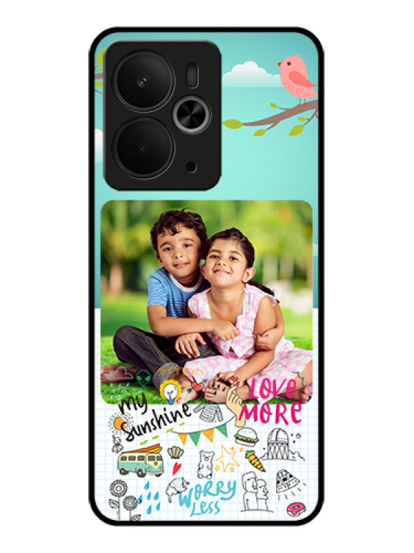 Custom Realme 14T 5G Custom Glass Phone Case - Doodle Love Design