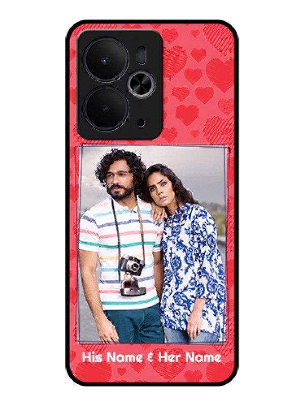 Custom Realme 14T 5G Custom Glass Phone Case - With Red Heart Symbols Design
