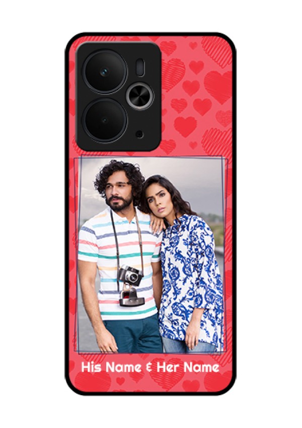 Realme 14T 5G Custom Glass Phone Case - With Red Heart Symbols Design