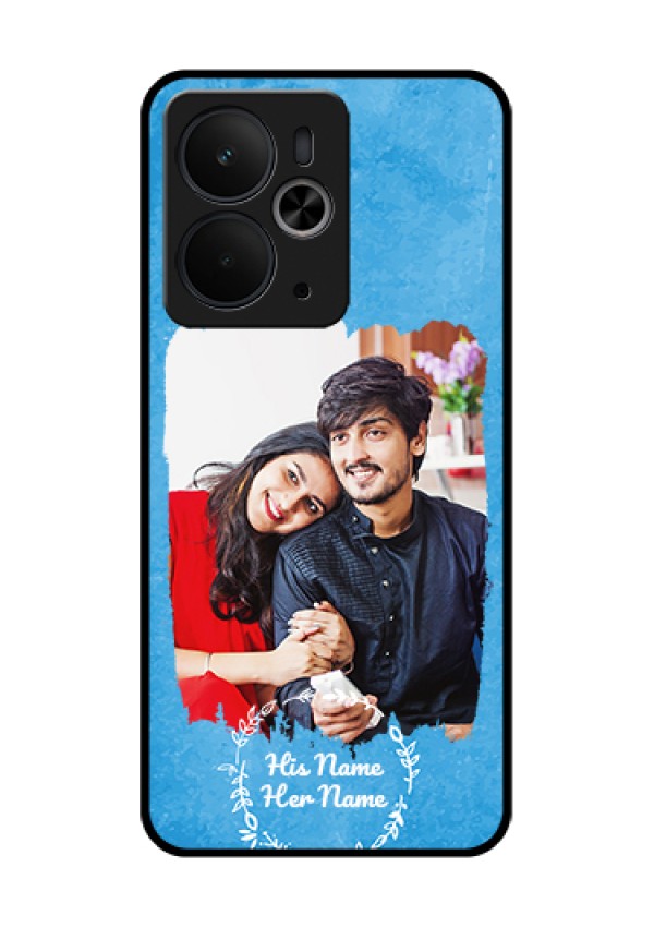 Realme 14T 5G Custom Glass Phone Case - Blue Color Vintage Design