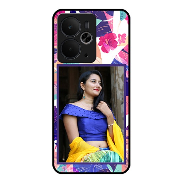 Realme 14T 5G Custom Glass Phone Case - Abstract Floral Design