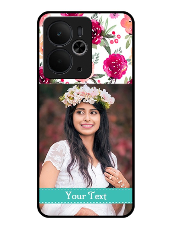 Custom Realme 14T 5G Custom Glass Phone Case - Water Colors Floral Design