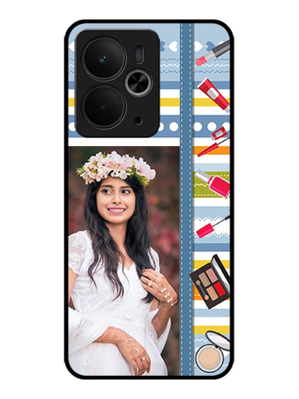 Custom Realme 14T 5G Custom Glass Phone Case - Makeup Icons Design