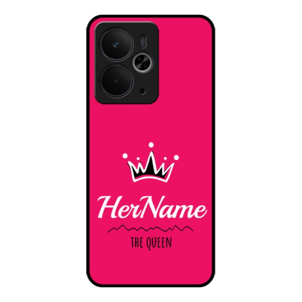 Realme 14T 5G Custom Glass Phone Case - Queen With Name Design Realme 14T 5G Custom Glass Phone Case - Queen With Name Design