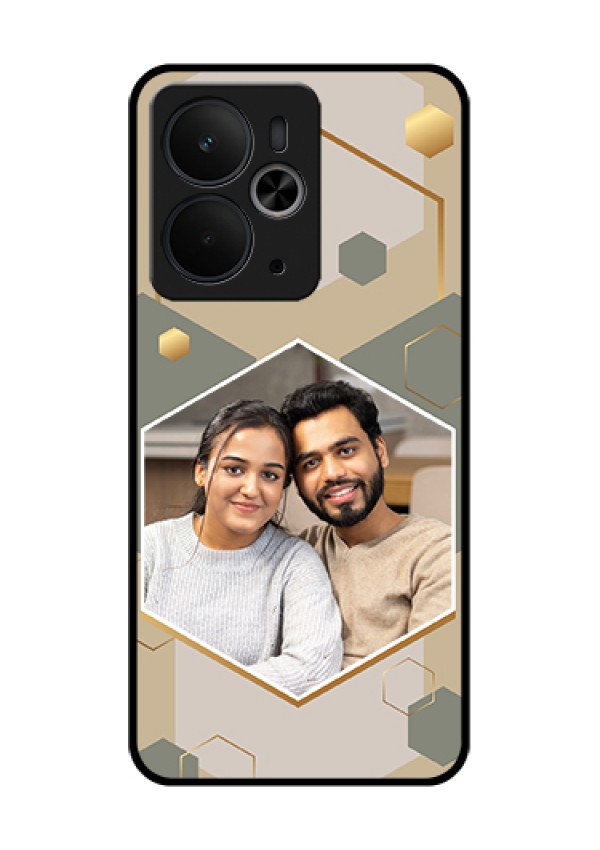 Realme 14T 5G Custom Glass Phone Case - Stylish Hexagon Pattern Design
