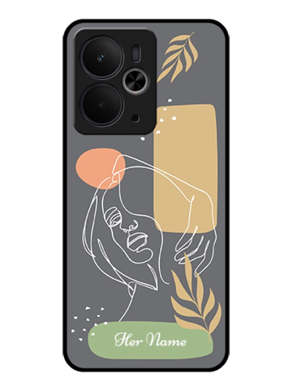 Custom Realme 14T 5G Custom Glass Phone Case - Gazing Woman Line Art Design