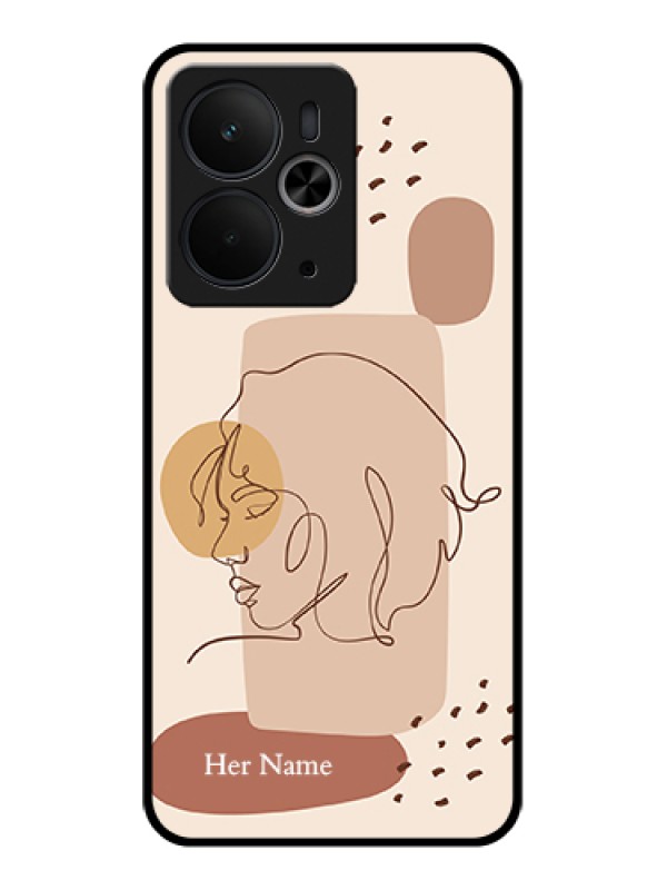 Custom Realme 14T 5G Custom Glass Phone Case - Calm Woman Line Art Design