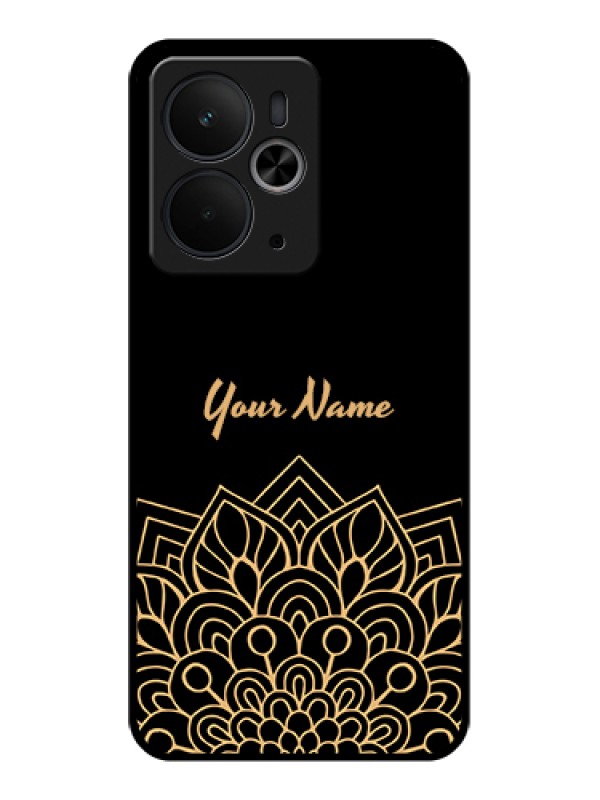 Custom Realme 14T 5G Custom Glass Phone Case - Golden Mandala Design