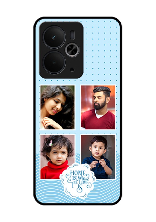 Realme 14T 5G Custom Glass Phone Case - Cute Love Quote With 4 Pic Upload Design