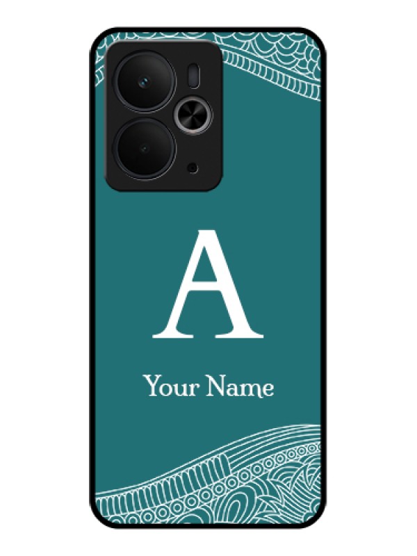 Custom Realme 14T 5G Custom Glass Phone Case - Line Art Pattern With Custom Name Design