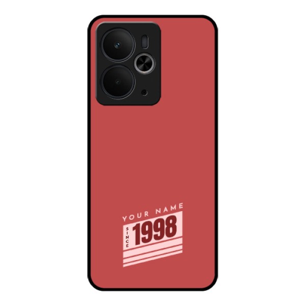 Realme 14T 5G Custom Glass Phone Case - Red Custom Year Of Birth Design Realme 14T 5G Custom Glass Phone Case - Red Custom Year Of Birth Design