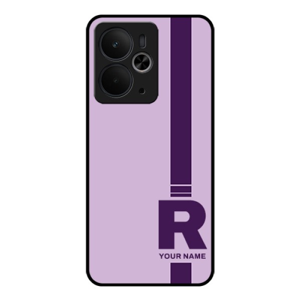 Realme 14T 5G Custom Glass Phone Case - Simple Dual Tone Stripe With Name Design